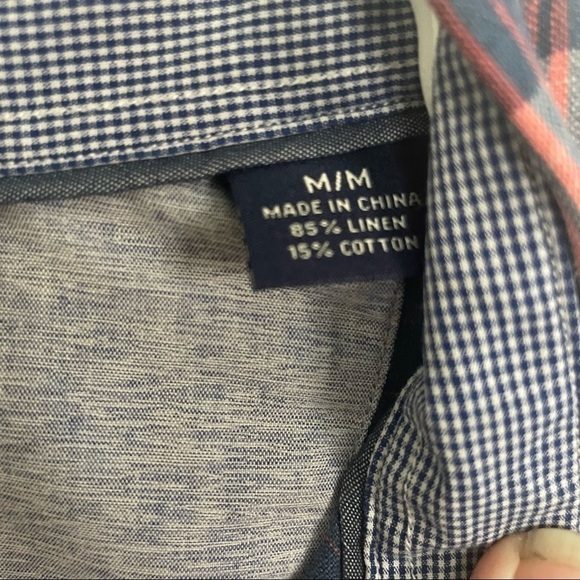 Tommy Bahama Linen Blend Plaid Button Down Casual Top - Picture 5 of 6